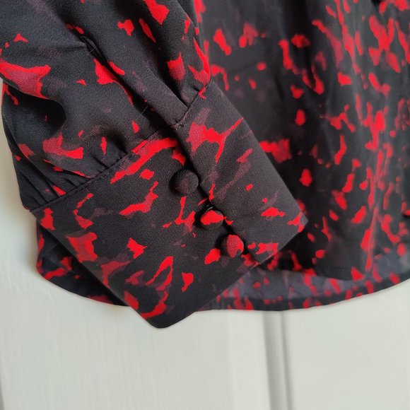 Lily Morgan Small Red / Black Button down blouse - Picture 3 of 4